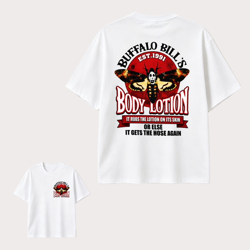 Buffalo Bill’s Body Lotion Horror Movie Graphic Tee for Halloween and Cult Film Fans