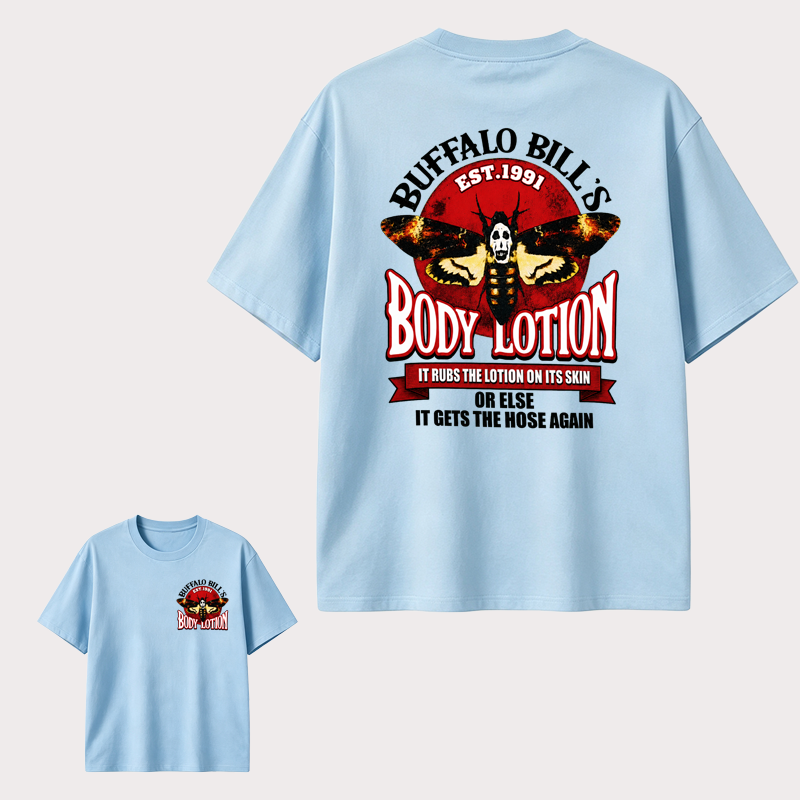 Buffalo Bill’s Body Lotion Horror Movie Graphic Tee for Halloween and Cult Film Fans