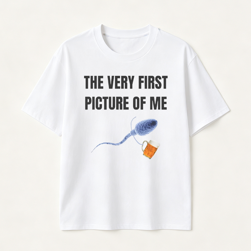Funny Beer Lover T Shirt for Men Featuring A Hilarious First Picture Joke and Unique Meme Style Design