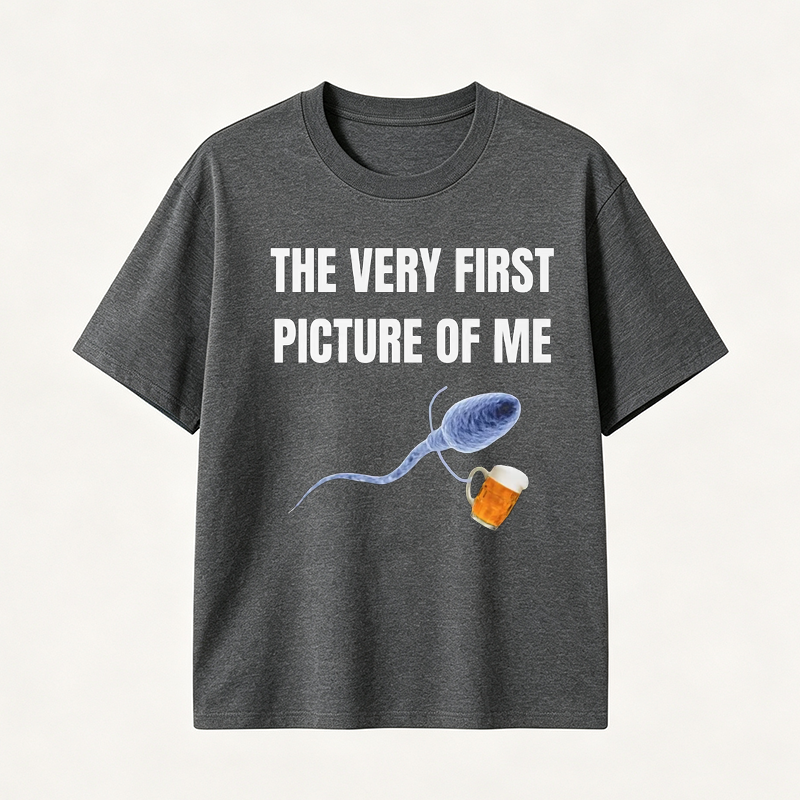 Funny Beer Lover T Shirt for Men Featuring A Hilarious First Picture Joke and Unique Meme Style Design
