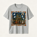 Vintage Halloween T Shirt for Men and Women Featuring Spooky Haunted House, Ghosts and Cute Trick or Treat Design