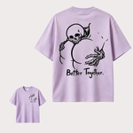 Dark Gothic Couple T Shirt Featuring Skeleton Love Design and “Better Together” Romantic Alternative Style
