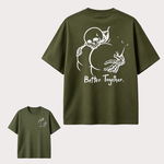 Dark Gothic Couple T Shirt Featuring Skeleton Love Design and “Better Together” Romantic Alternative Style