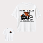Hawk & Son Hauling Co. Vintage Truck Driver T-Shirt, Classic Heavy Haulage Graphic Tee