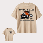 Hawk & Son Hauling Co. Vintage Truck Driver T-Shirt, Classic Heavy Haulage Graphic Tee