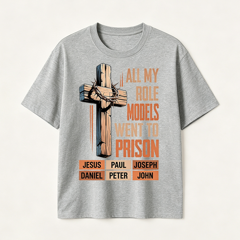 Faith Inspired Christian Graphic T-Shirt with Cross Design and Biblical Message of Strength