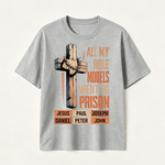 Faith Inspired Christian Graphic T-Shirt with Cross Design and Biblical Message of Strength