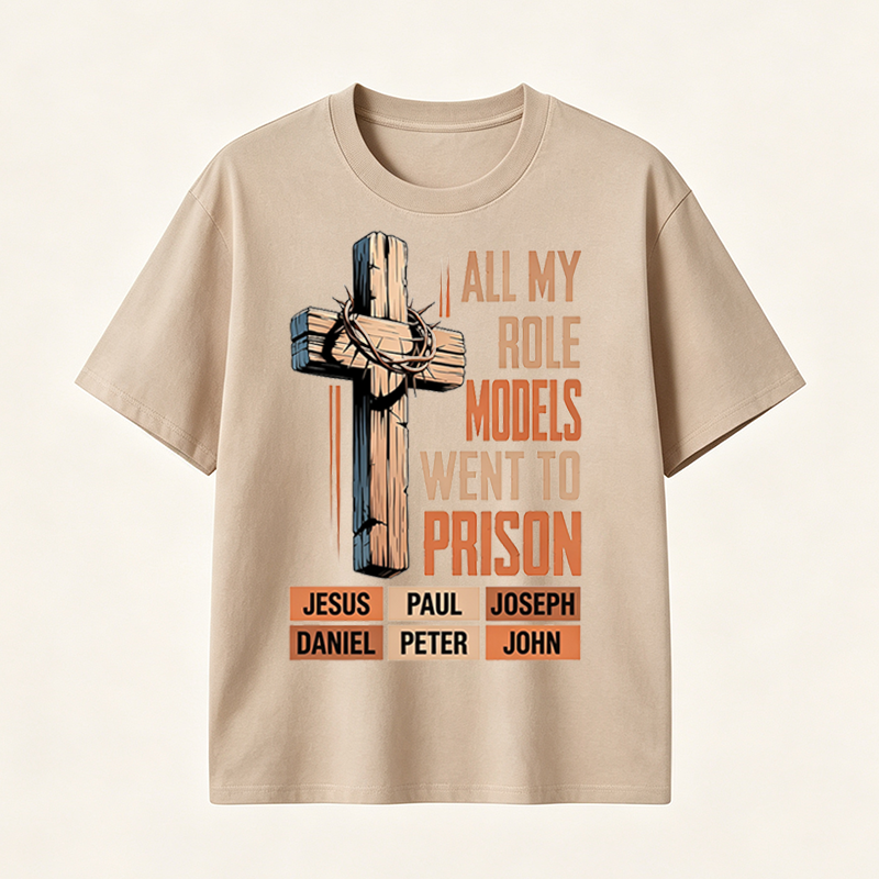 Faith Inspired Christian Graphic T-Shirt with Cross Design and Biblical Message of Strength