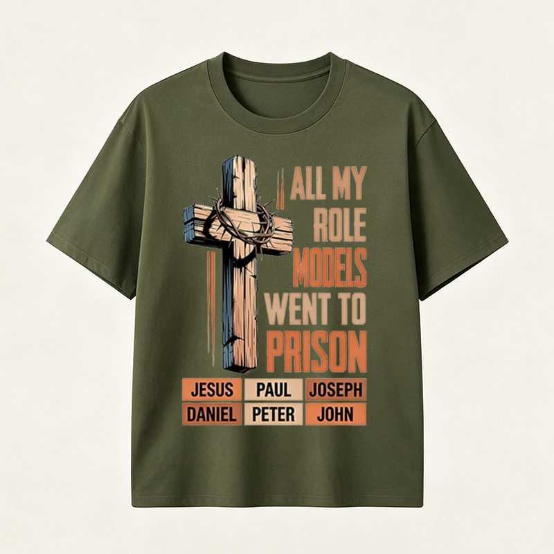 Faith Inspired Christian Graphic T-Shirt with Cross Design and Biblical Message of Strength