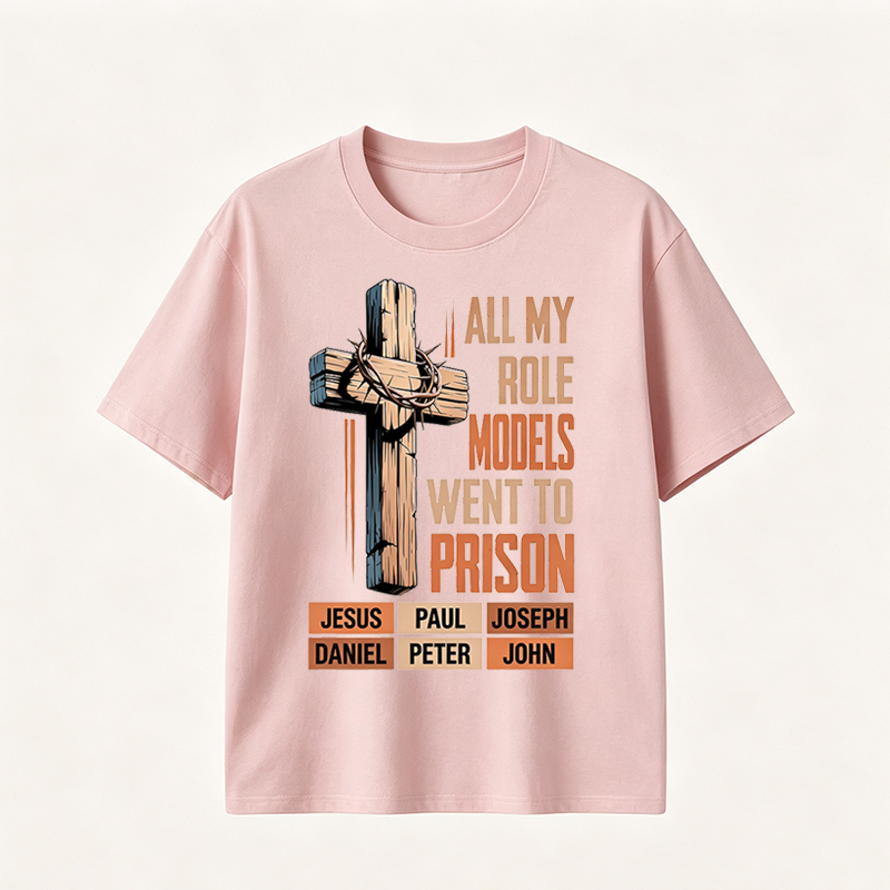 Faith Inspired Christian Graphic T-Shirt with Cross Design and Biblical Message of Strength