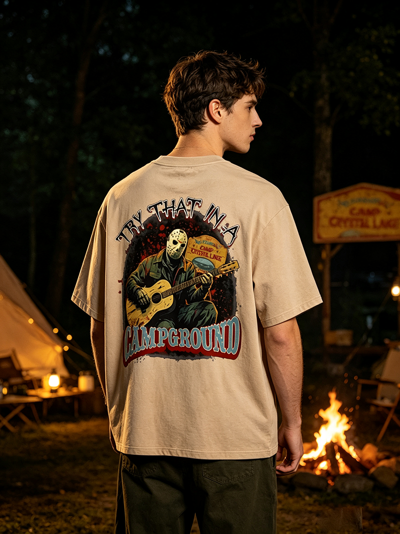 Camp Crystal Lake Horror Vintage T-Shirt, Retro Camping Slasher Graphic Tee