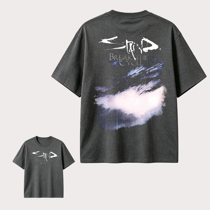 Break The Cycle Abstract Graphic T-Shirt with Dark Artistic Design for Modern Streetwear Style