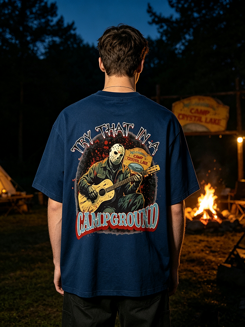 Camp Crystal Lake Horror Vintage T-Shirt, Retro Camping Slasher Graphic Tee
