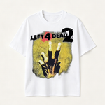 Left 4 Dead Inspired Horror Graphic T-Shirt with Zombie Survival Style and Dark Gaming Aesthetic