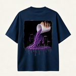 Big Moe Inspired Graphic T-Shirt with Purple Street Art Design and Hip Hop Culture Style