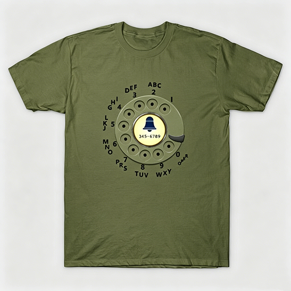 Vintage Rotary Phone Dial Pattern T-Shirt--VINT003