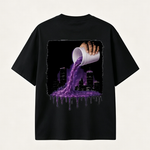 Big Moe Inspired Graphic T-Shirt with Purple Street Art Design and Hip Hop Culture Style