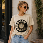 Vintage Rotary Phone Dial Pattern T-Shirt--VINT031