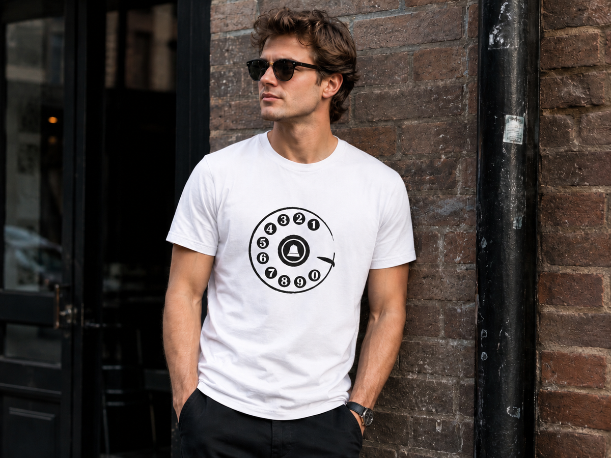 Vintage Rotary Phone Dial Pattern T-Shirt--VINT035