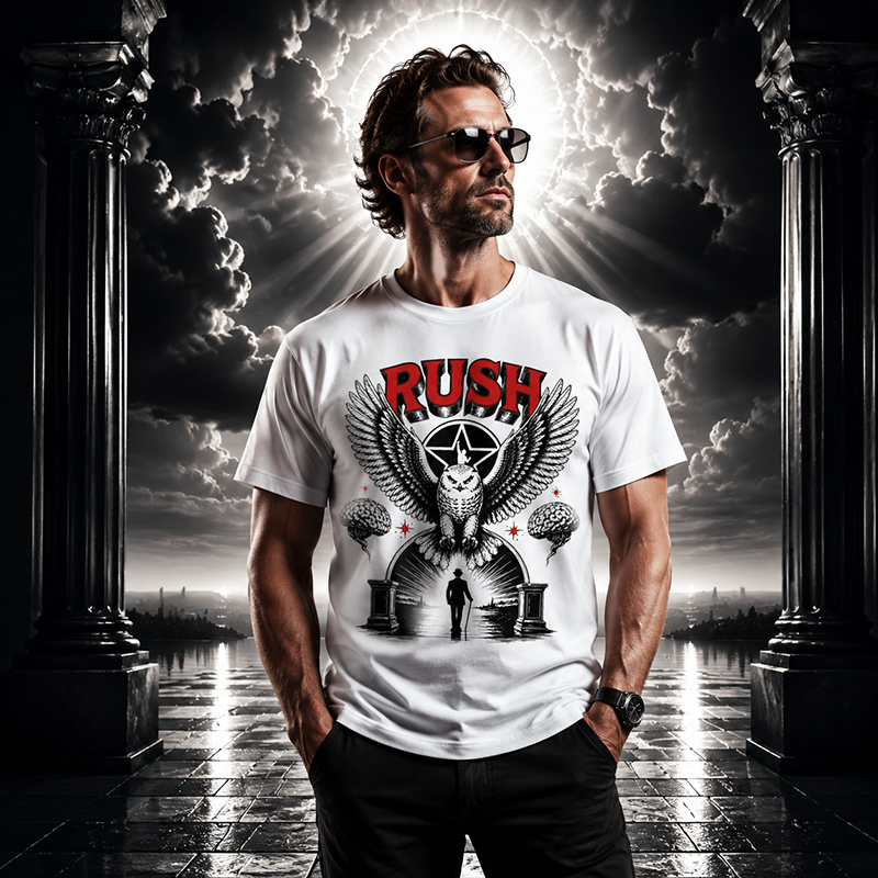 Rush Eagle Vintage Graphic T-Shirt, Dark Rock Inspired Symbolic Design Tee