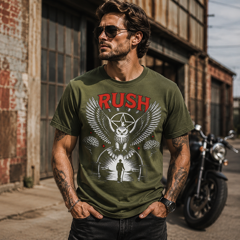 Rush Eagle Vintage Graphic T-Shirt, Dark Rock Inspired Symbolic Design Tee