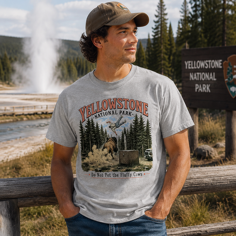 Yellowstone National Park Vintage T-Shirt, Western Wildlife Adventure Graphic Tee