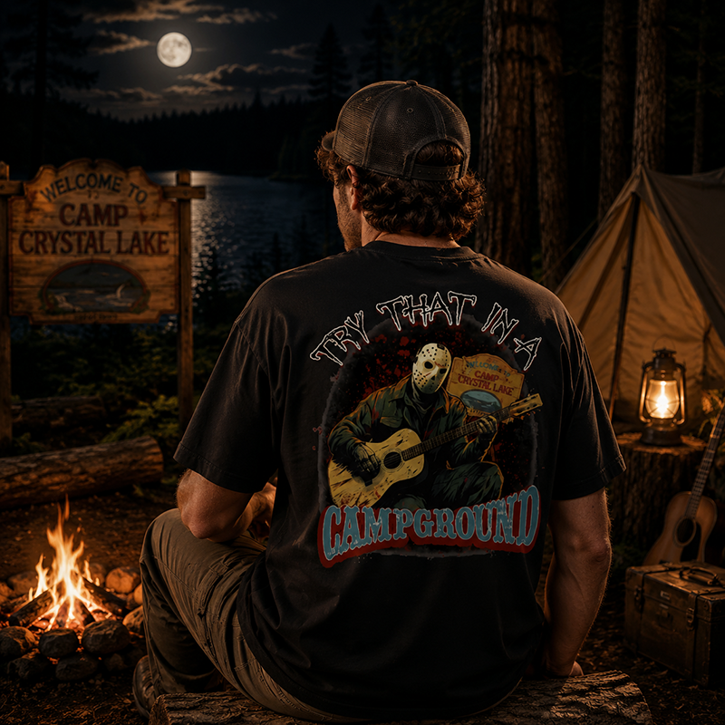 Camp Crystal Lake Horror Vintage T-Shirt, Retro Camping Slasher Graphic Tee