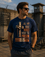 Faith Inspired Christian Graphic T-Shirt with Cross Design and Biblical Message of Strength