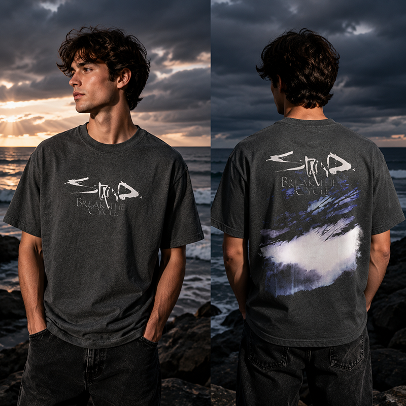 Break The Cycle Abstract Graphic T-Shirt with Dark Artistic Design for Modern Streetwear Style