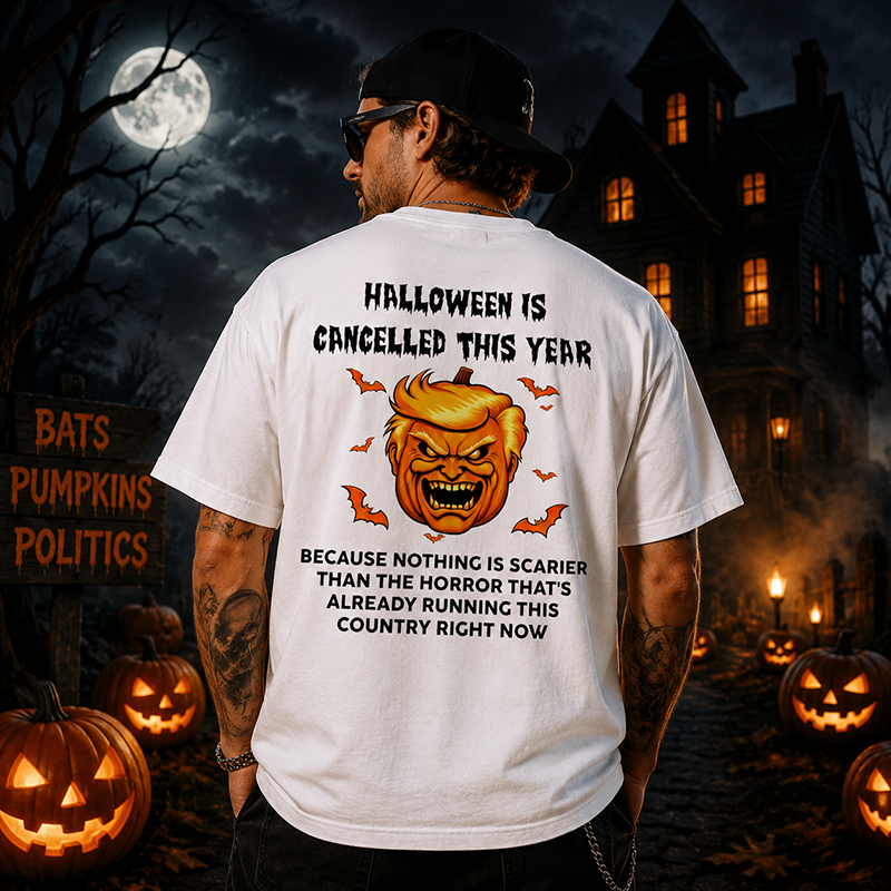 Halloween Is Cancelled This Year Funny Pumpkin Graphic T-Shirt for Spooky Season Lovers