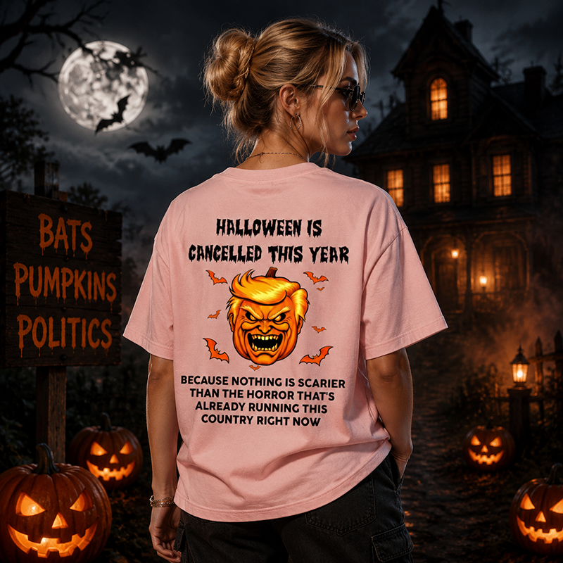 Halloween Is Cancelled This Year Funny Pumpkin Graphic T-Shirt for Spooky Season Lovers