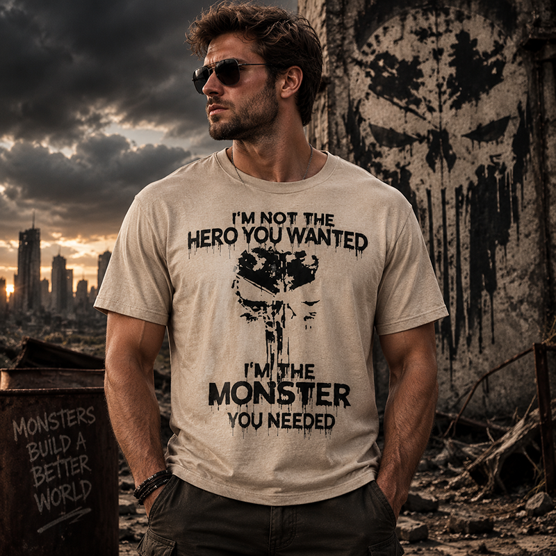 Dark Horror Graphic T Shirt for Men Featuring Monster Design, Gothic Style and Powerful Streetwear Attitude
