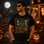 Vintage Halloween T Shirt for Men and Women Featuring Spooky Haunted House, Ghosts and Cute Trick or Treat Design