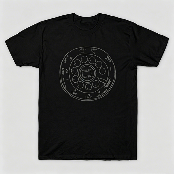 Vintage Rotary Phone Dial Pattern T-Shirt--VINT007