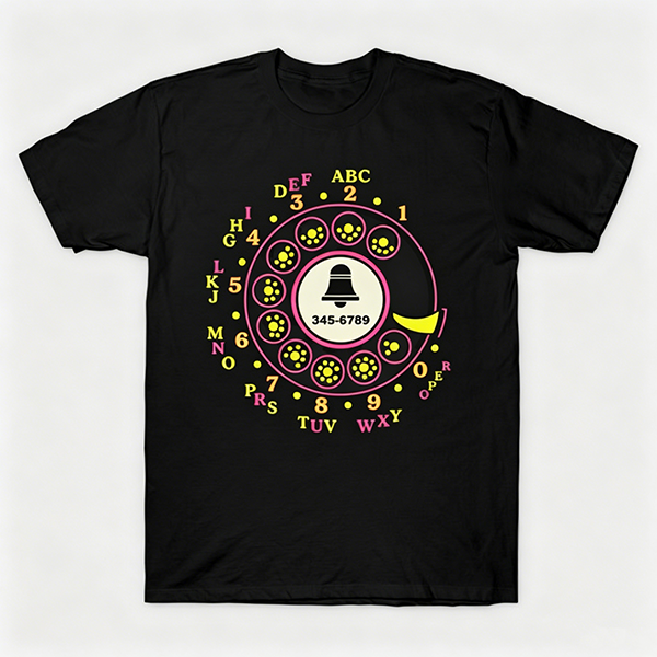 Vintage Rotary Phone Dial Pattern T-Shirt--VINT025