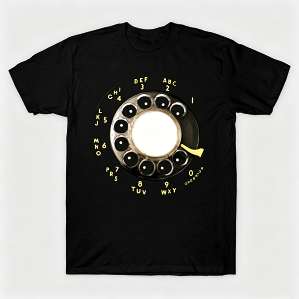 Vintage Rotary Phone Dial Pattern T-Shirt--VINT011