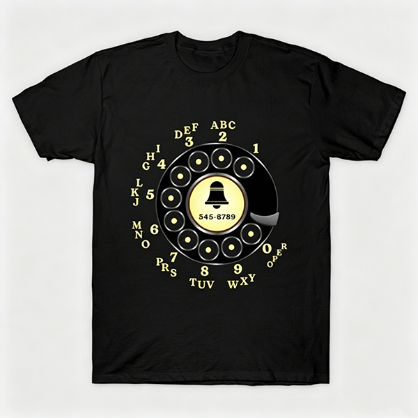 Vintage Rotary Phone Dial Pattern T-Shirt--VINT013