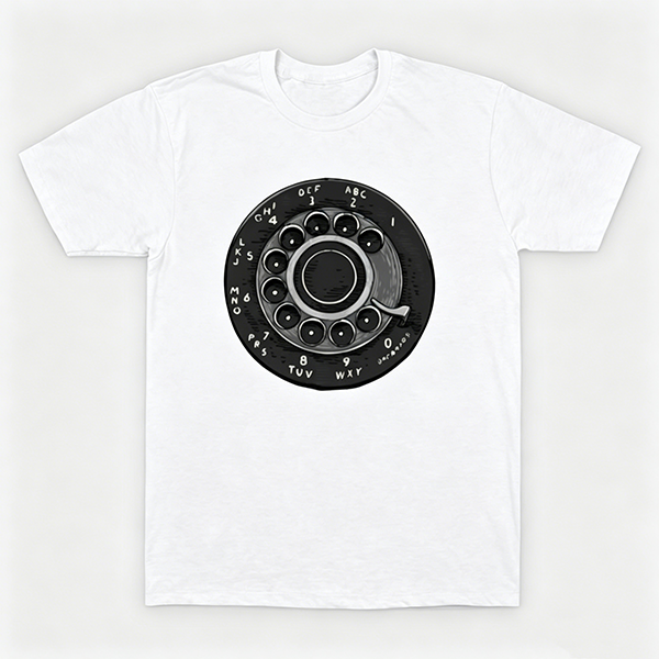 Vintage Rotary Phone Dial Pattern T-Shirt--VINT036