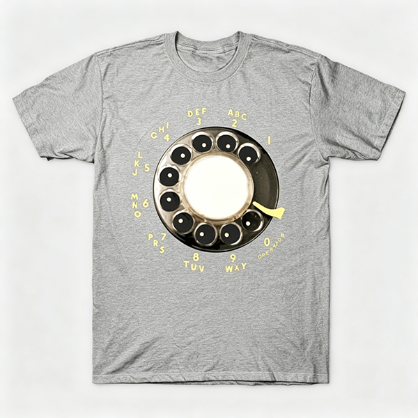 Vintage Rotary Phone Dial Pattern T-Shirt--VINT011