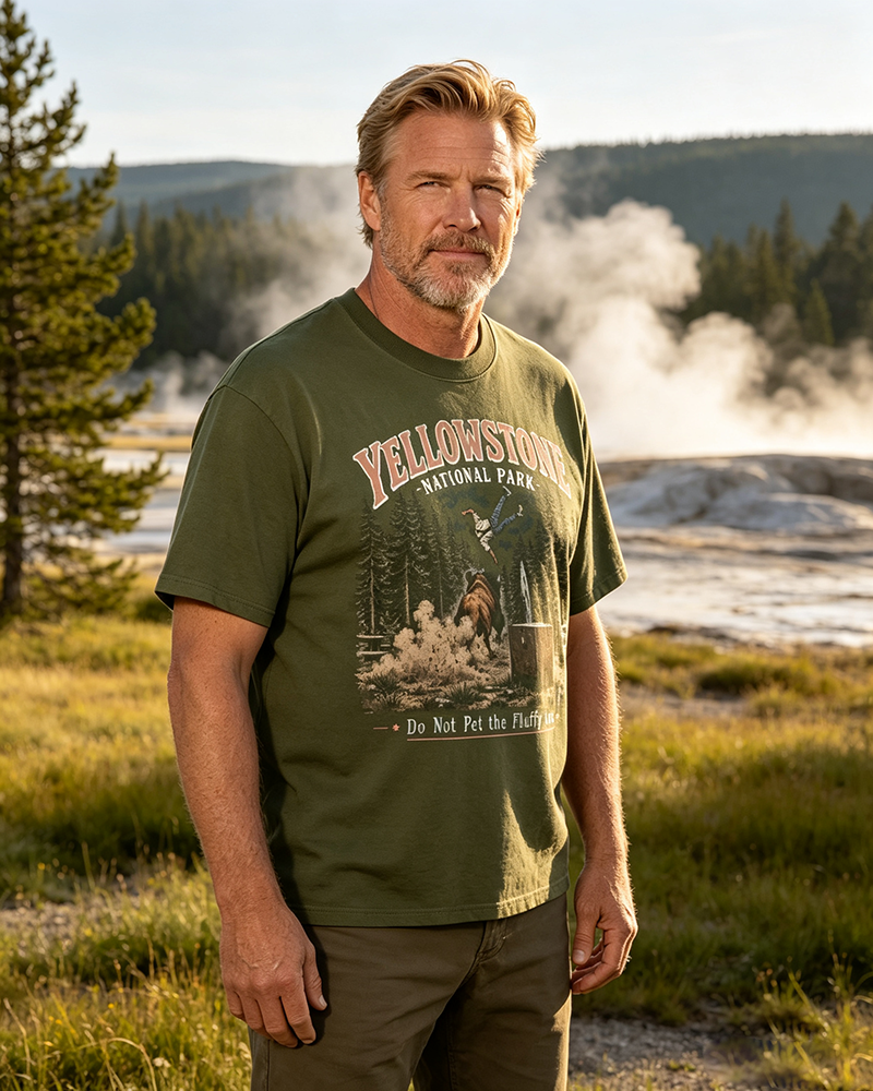 Yellowstone National Park Vintage T-Shirt, Western Wildlife Adventure Graphic Tee