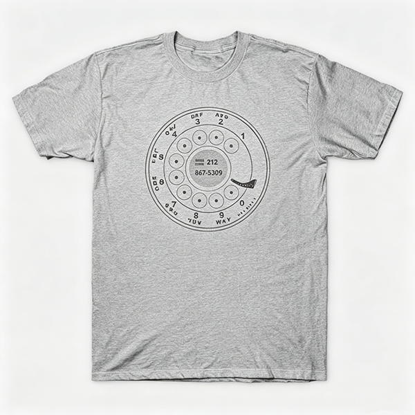 Vintage Rotary Phone Dial Pattern T-Shirt--VINT008