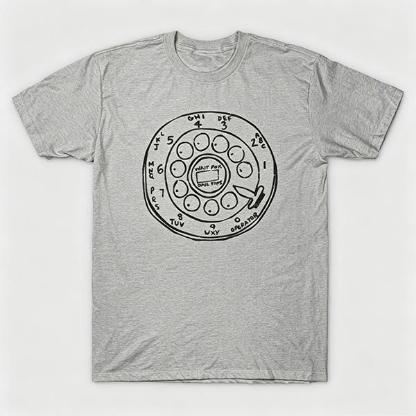 Vintage Rotary Phone Dial Pattern T-Shirt--VINT007