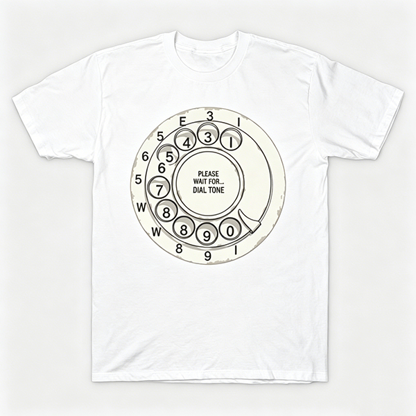 Vintage Rotary Phone Dial Pattern T-Shirt--VINT046