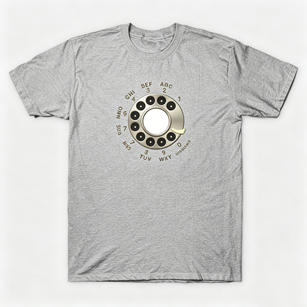 Vintage Rotary Phone Dial Pattern T-Shirt--VINT024