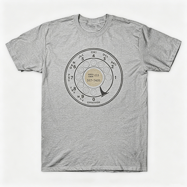 Vintage Rotary Phone Dial Pattern T-Shirt--VINT014