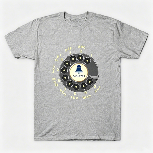 Vintage Rotary Phone Dial Pattern T-Shirt--VINT002