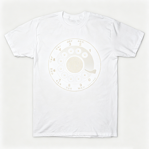 Vintage Rotary Phone Dial Pattern T-Shirt--VINT055