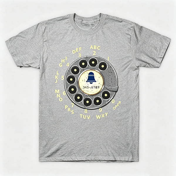 Vintage Rotary Phone Dial Pattern T-Shirt--VINT027