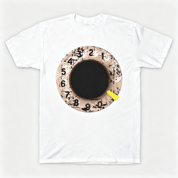 Vintage Rotary Phone Dial Pattern T-Shirt--VINT010