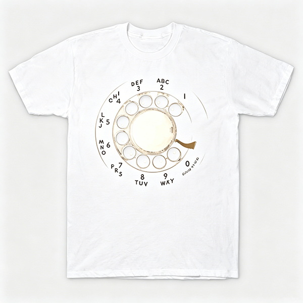 Vintage Rotary Phone Dial Pattern T-Shirt--VINT004